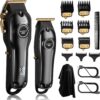 SUPRENT PRO Professional Hair Clippers for Men- Hair Cutting Kit & Zero Gap T-Blade Trimmer Combo- Cordless Barber Clipper Set with LED Display for Mens Gifts(Black)