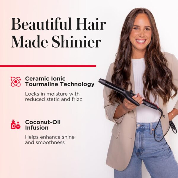 REVLON Smoothstay 1 Inch Curling Iron - Coconut Oil Infused Curling Wand Helps Enhance Shine & Smoothness, Creates Tight Bouncy Curls, and Reduced Frizz
