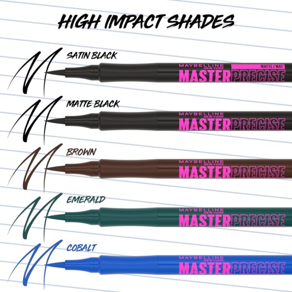 Maybelline Eyestudio Master Precise All Day Waterproof Liquid Eyeliner Makeup, Forest Brown, 1 Count (Packaging May Vary)