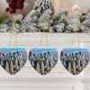 Christmas Ceramic Heart Pendant Decoration for Tree Hanging in Festive Season New York City Scenery Prints