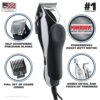 Wahl USA Clipper Home Barber Kit Electric Corded Clipper and Battery Touch Up Trimmer & Personal Groomer, 30 Piece Kit for Haircutting at Home – Model 79524-3001P