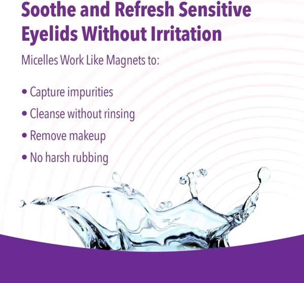 iVIZIA Eyelid Cleansing Wipes for Sensitive Eyelid Cleansing, Preservative-Free, Micellar, No Rinse, Gentle Eye Makeup Remover, 20 Sterile Single-Use Wipes for Eyelids Packaging May Vary