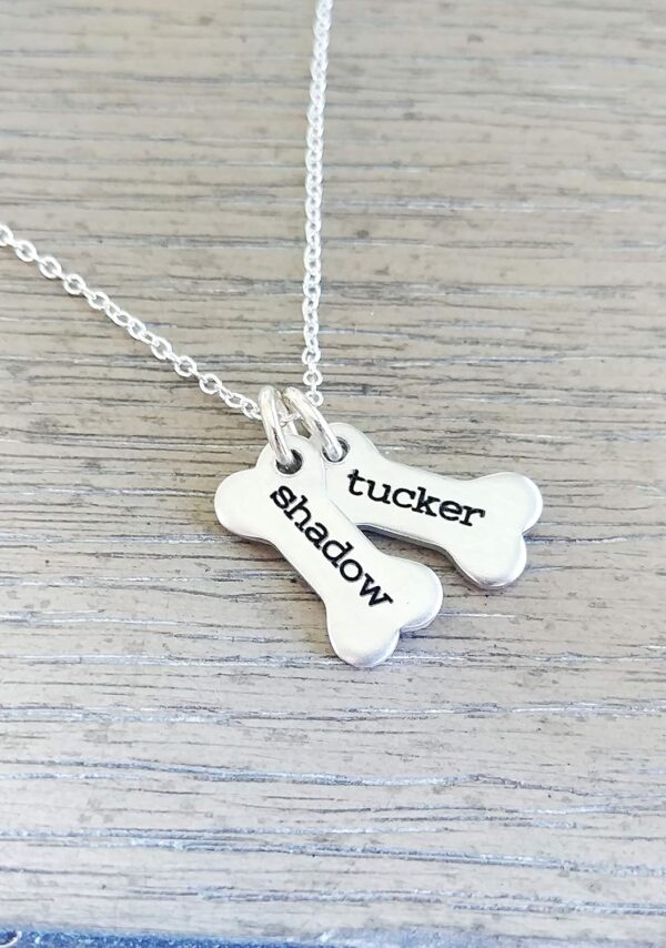 Custom Dog Bone Memorial Necklace - Memorial Necklace With Personalized Names For Dog Lovers - Pet Jewelry Puppy Animal Pendant