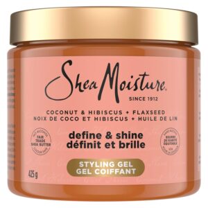 SheaMoisture Define & Shine Styling Gel + Flaxseed Coconut&Hibiscus Hydrates,Holds Your Style All Day Infused With Glycerin,Coconut Oil an Invigorating Sweet Scent ParabenFree Frizz Control Gel 15OZ