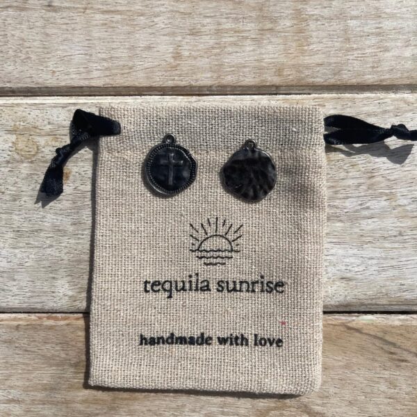 Cross Leather Necklace Mens - Men Cross Coin, Religious Pendant, Medallion Necklaces, Christmas Gift, Catholic Pendant, Christian Charms, Women Gifts to Husband Cute Crosses Best Friend (Gunmetal)