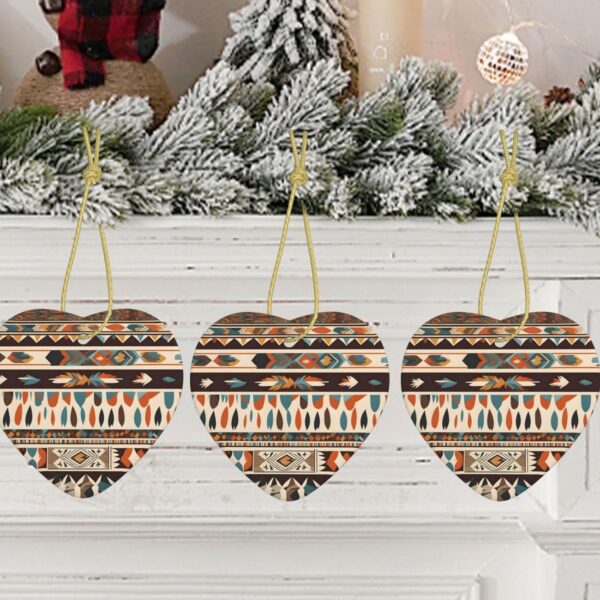 Christmas Ceramic Heart Pendant Decoration for Tree Hanging in Festive Season Native American Beliefs Prints