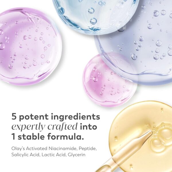 Olay Super Serum Night Repair, Fragrance-Free - Niacinamide, Peptide, Salicylic & Lactic Acid, Glycerin ​- 5-in-1 Skin Care Benefits - Hydrating, Evens Tone, Reduces Dark Spots, Anti-Aging, 1.0 Oz