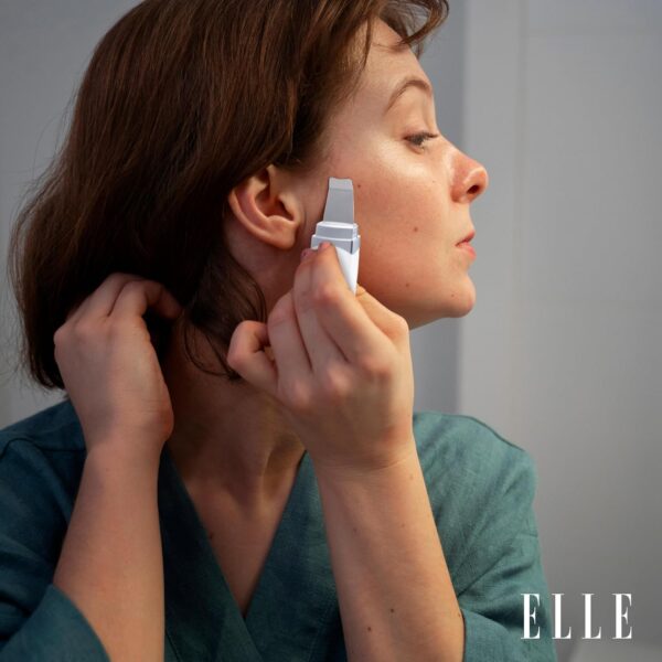 Elle - Ultrasonic Exfoliating Skin Spatula, Deep Cleansing, Exfoliation, Skin Renewal (White)