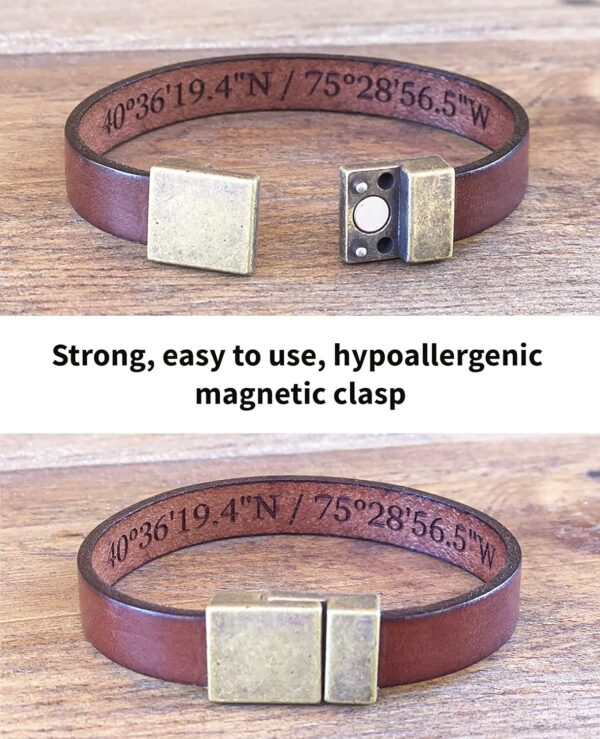 Leather Bracelet for Men Personalized Hidden Secret Message Custom Text, Quote, Date, Boyfriend Gift Unique Handmade Gifts for Son, Friend, Husband
