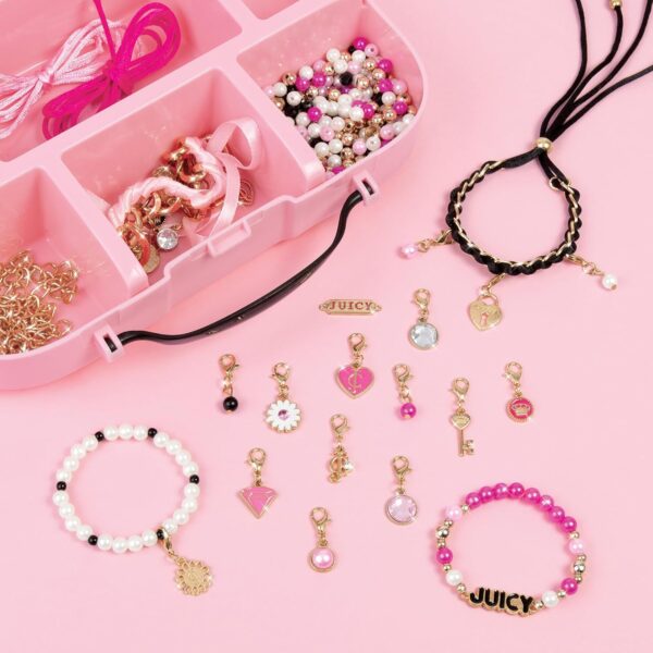 Make It Real Juicy Couture: Glitz ‘N Glam Charm Bracelets - 494pc DIY Kit, Design & Create 18 Cord & Ribbon Bracelets, Bead Jewelry, Storage Case, Girls & Kids 8+