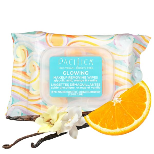 Pacifica Makeup Remover Face Wipes - 8-Pack Daily Facial Cleansing Exfoliating Towelettes - Biodegradable - Organic - w/Gycolic Acid - Clean Beauty Vegan & Cruelty-Free Dermatologist Tested 240 Count