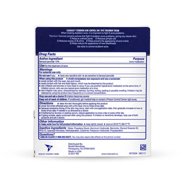 Clearasil Stubborn Acne Control 5in1 Spot Treatment Cream, 1 oz