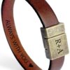 Leather Bracelet for Men Personalized Hidden Secret Message Custom Text, Quote, Date, Boyfriend Gift Unique Handmade Gifts for Son, Friend, Husband