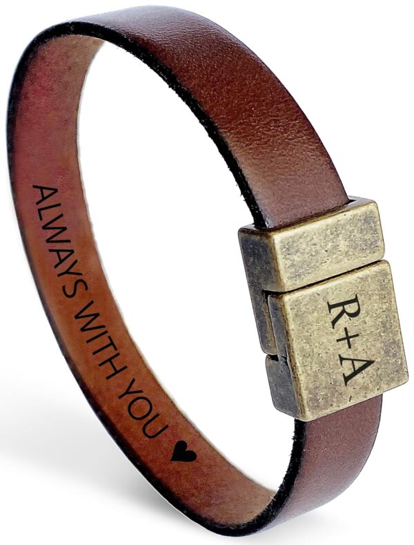 Leather Bracelet for Men Personalized Hidden Secret Message Custom Text, Quote, Date, Boyfriend Gift Unique Handmade Gifts for Son, Friend, Husband