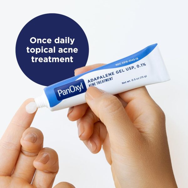 PanOxyl Adapalene 0.1% Leave-On Gel, 30 Day Supply, Retinoid Gel Acne Treatment, Acne Prone Skin, Oil Free, Fragrance Free, 0.5 oz