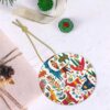 Christmas Ceramic Round Pendant Decoration for Shopping Malls Supermarkets Stores Homes Mexican Otomi Animals Prints