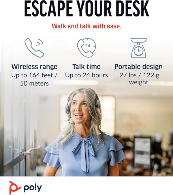 Poly Voyager 4310 UC Wireless Bluetooth Headset (Plantronics) - Single-Ear w/Noise-Canceling Boom Mic - Connect to PC/Mac/Mobile - Works w/Teams, Zoom & More - Amazon Exclusive,Black