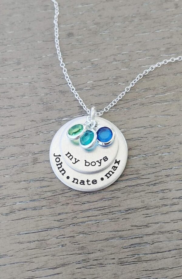 My Boys Necklace // Personalized Necklace with Kids Names and Birthstones // Hand Stamped Jewelry // Custom Necklace for Mom of Boys