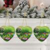 Christmas Ceramic Heart Pendant Decoration for Tree Hanging in Festive Season Flowers and Plants Prints