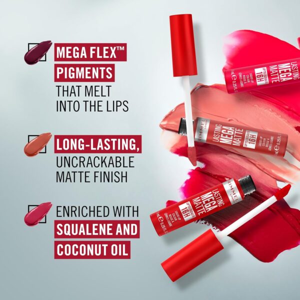 Rimmel London Lasting Mega Matte Liquid Lipstick, Long-Lasting, Hydrating, Vegan Formula - 600 - Coral Sass, 0.25oz