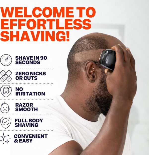 FlexSeries Electric Head & Body Hair Shaver - Mens Cordless Rechargeable Wet/Dry Skull Bald Head Back & Groin Waterproof Razor with Rotary Blades, Clippers, Nose Trimmer, Brush, Massager