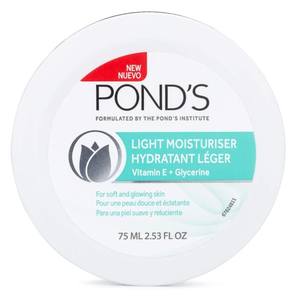 Pond's Light Moisturizer Cream, For Soft and Glowing Skin, Vitamin E, 3-Pack of 2.53 Fl Oz Each