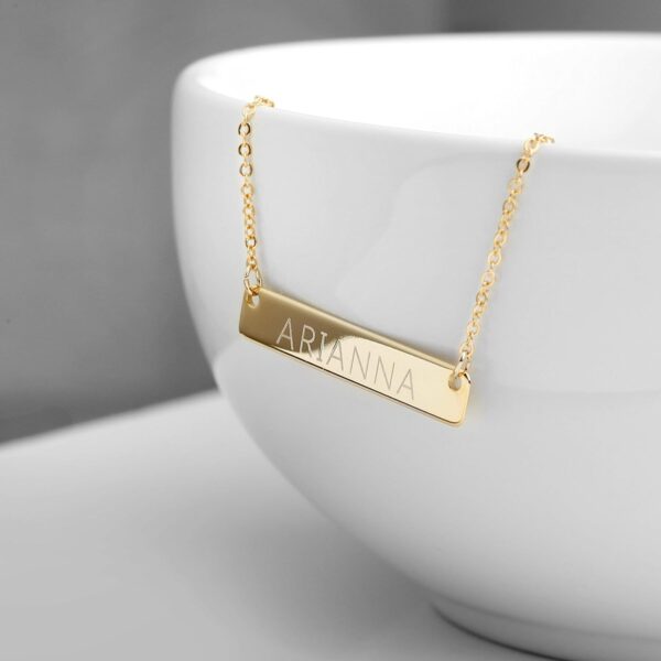 Personalized Engraved Bar Necklace, Custom Name, Date, Coordinates, Friendship Jewelry, Birthday, Wedding, Graduation, Gift for Women – 4N