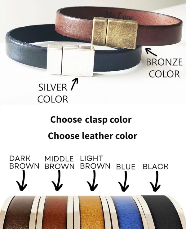 Leather Bracelet for Men Personalized Hidden Secret Message Custom Text, Quote, Date, Boyfriend Gift Unique Handmade Gifts for Son, Friend, Husband