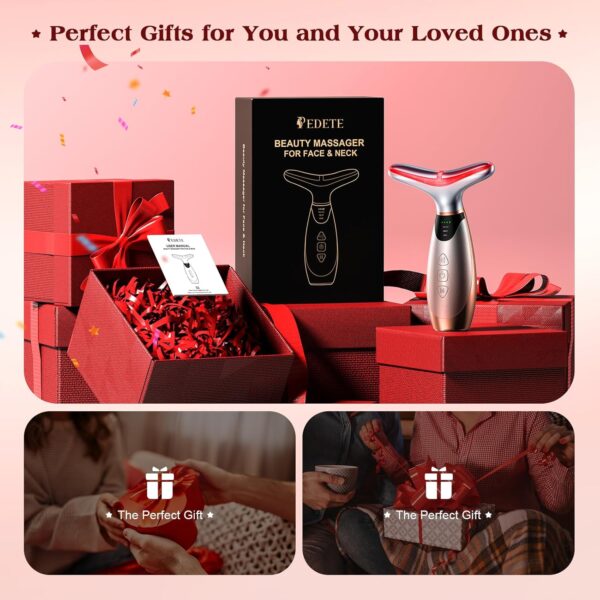 Facial Massager, 7 Colors Red Light Therapy for Face and Neck, Face Lift Device with 113°F Heating Vibration for Multi Skin Care