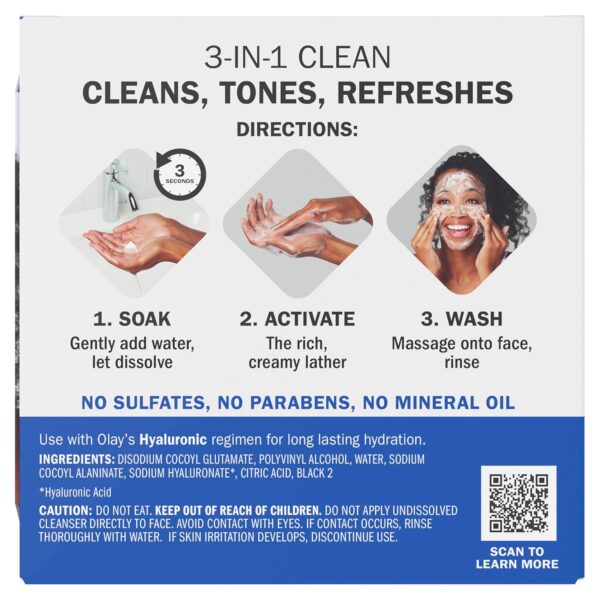 Olay Cleansing Melts + Hyaluronic Face Cleanser, 64 ct. total (2 x 32 ct.), Water-Activated Face Wash to Clean, Tone, and Refresh, Fragrance-Free