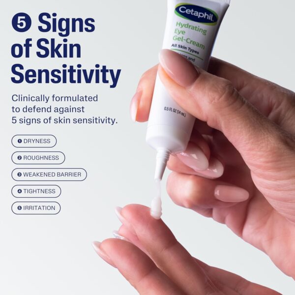 Cetaphil Hydrating Eye Gel-Cream, With Hyaluronic Acid, 0.5 Fl oz, Brightens and Smooths Under Eyes, 24 Hour Hydration for All Skin Types, (Packaging May Vary)