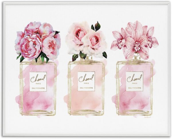 Stupell Industries Pink Flowers And Perfumes Glam Fashion Watercolor Design, Design by Amanda Greenwood