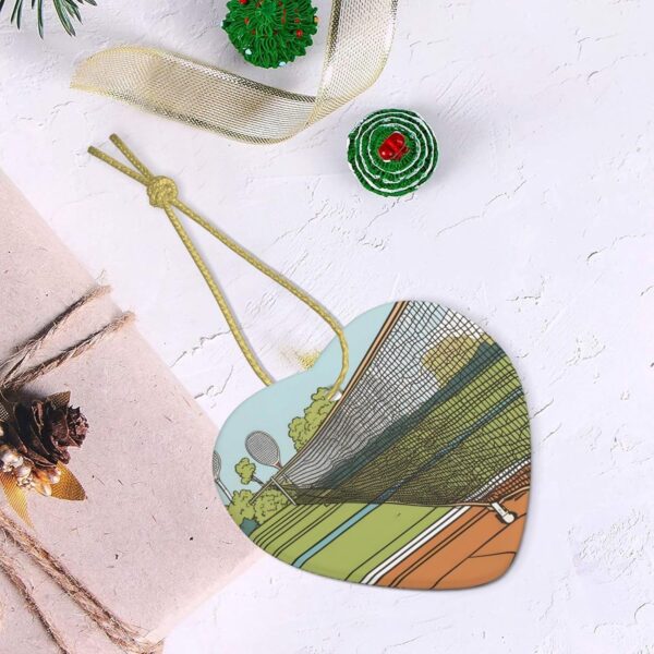Christmas Ceramic Heart Pendant Decoration for Tree Hanging in Festive Season Tennis Prints