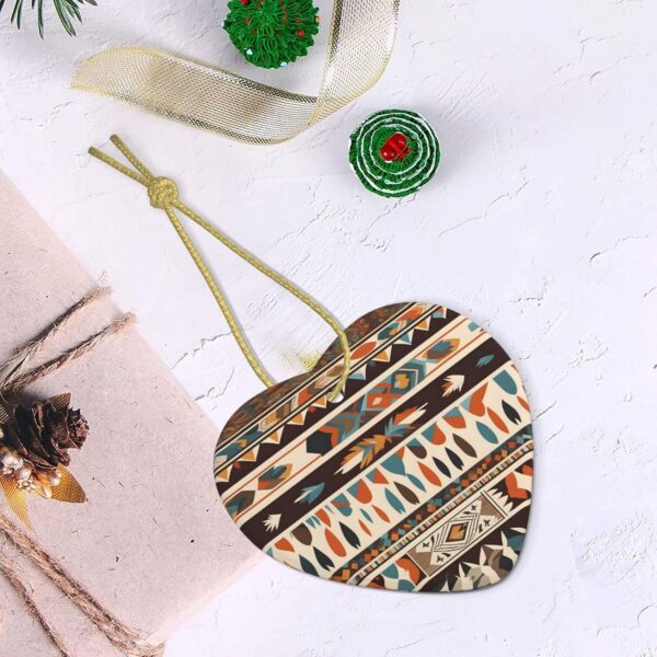 Christmas Ceramic Heart Pendant Decoration for Tree Hanging in Festive Season Native American Beliefs Prints