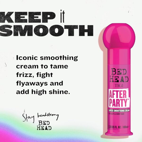 Bed Head by TIGI After Party Super Smoothing Cream – Anti Frizz hair styling product with humidity protection for frizzy, dull or coarse hair, 3.38 fl. oz.​