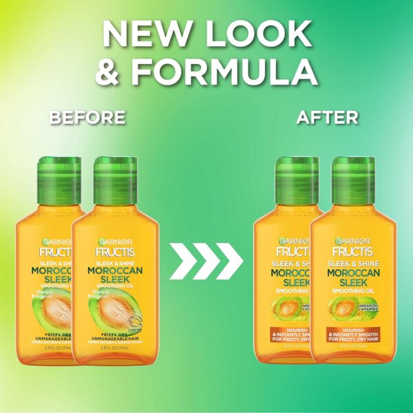 Garnier Fructis Sleek & Shine Moroccan Sleek Smoothing Oil for Frizzy, Dry Hair, Argan Oil, 3.75 Fl Oz, 2 Count (Packaging May Vary)