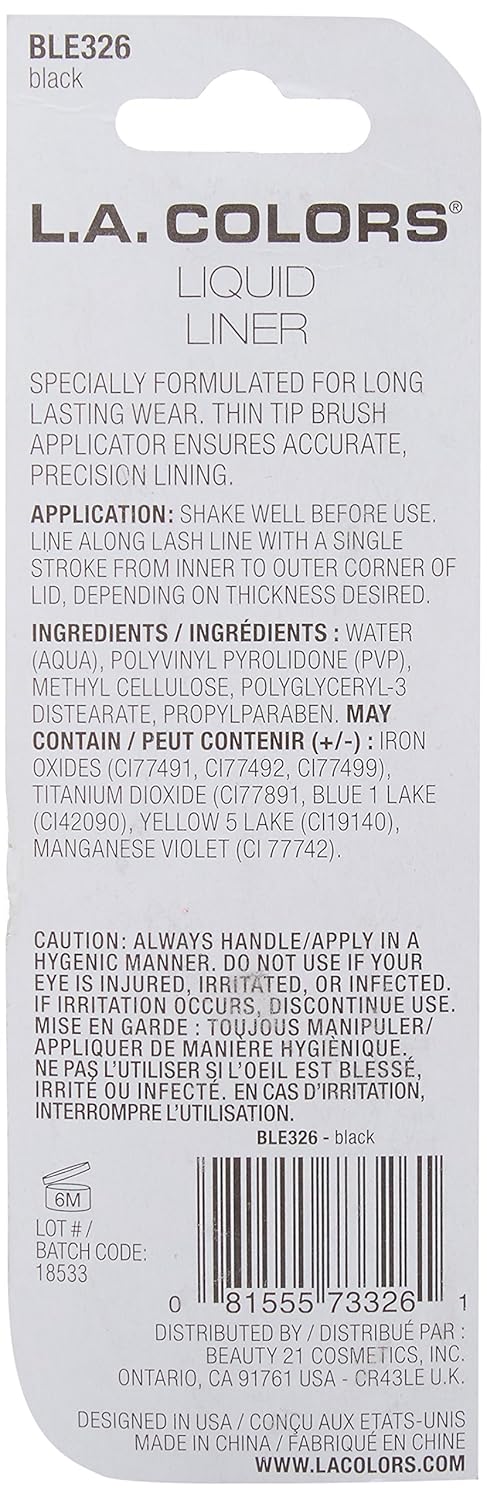 L.A. COLORS Thin Tip Liquid Liner (carded), Black CBLE326