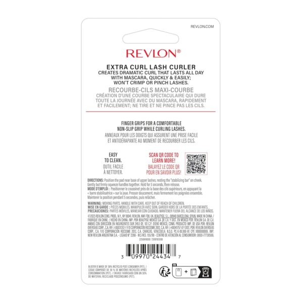 Revlon Extra Curl Lash Curler, Gives an All Day Dramatic Curl, with Finger Grips for a Non Slip Grip, Easy to Use, 1 Count