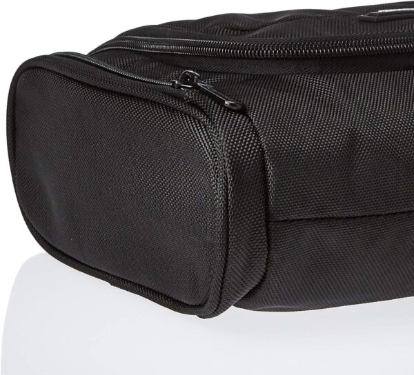 Amazon Basics Travel Toiletry Bag for Men and Women, Hanging Toiletry Bag, Dopp Kit with 2 Side Pockets, Multiple Interior Pockets, Durable 1680D Polyester, Handles Bathroom Spills/Splashes, Black