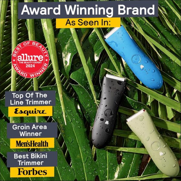 MERIDIAN The Trimmer Original - Body Hair Trimmer for Men, Electric Shaver for Pubic Hair, Chest, Legs & Bikini, Waterproof & Rechargeable, Sage