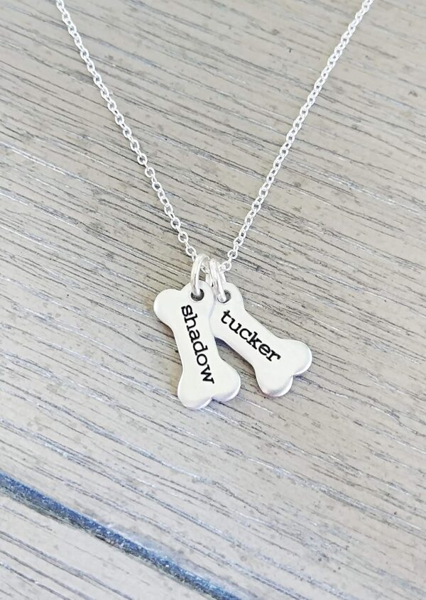 Custom Dog Bone Memorial Necklace - Memorial Necklace With Personalized Names For Dog Lovers - Pet Jewelry Puppy Animal Pendant