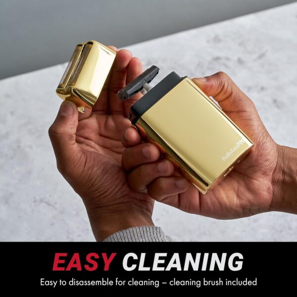 BaBylissPRO METALFX Double Foil Shaver, Handheld Electric Razor for Travel, Portable Cordless Close Face Shaver for Head, Beard, & Neck