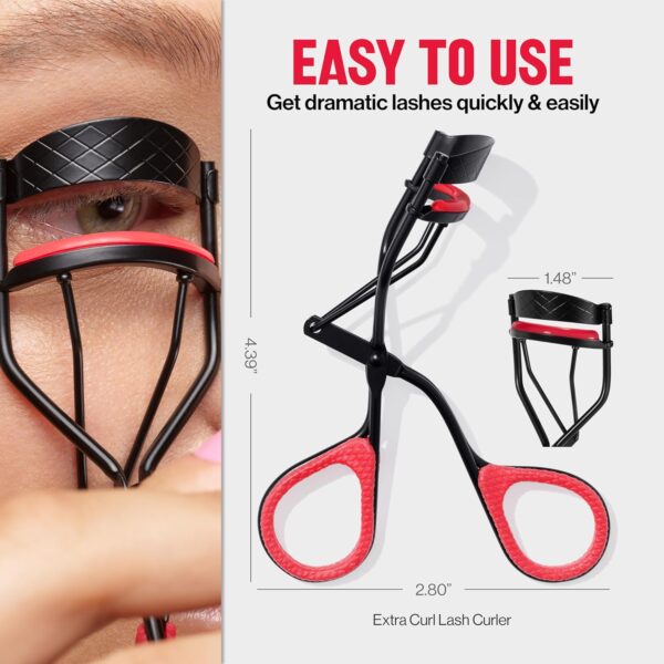 Revlon Extra Curl Lash Curler, Gives an All Day Dramatic Curl, with Finger Grips for a Non Slip Grip, Easy to Use, 1 Count