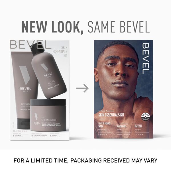 Bevel Skin Care Set - Includes Face Wash with Aloe Vera, Glycolic Acid Exfoliating Pads, Lightweight Face Moisturizer, Helps Treat Blemishes, Bumps and Discoloration (Packaging May Vary)