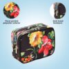Conair Double Zip Toiletry Travel Bag-Makeup Organizer, Black Floral, 1 Count (Pack of 1)