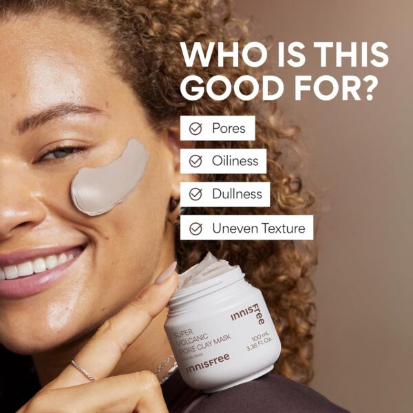 innisfree Super Volcanic Pore Clay Mask, Korean Pore Clearing Clay Mask with Volcanic Clusters and AHA