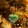 Christmas Ceramic Heart Pendant Decoration for Tree Hanging in Festive Season Flowers and Plants Prints