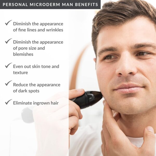 PMD Beauty Personal Microderm Man - At-Home Microdermabrasion Machine with Kit for Face & Body - Exfoliating Crystals and Vacuum Suction for Bold and Striking Skin