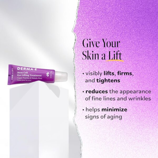 Derma E Stem Cell Lifting Eye Treatment – Multi Action Firming and Tightening Under Eye and Upper Eyelid Cream - Hydrating and Revitalizing Moisturizer, 0.5oz