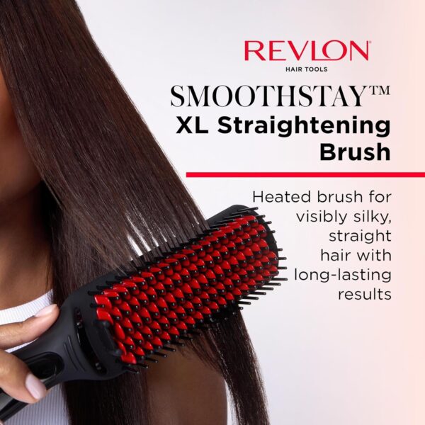 REVLON SmoothStay XL Straightening Brush - Hair Straightener Heated Hair Brush for Sleek, Long-Lasting Straight Hairstyles, Enhanced Shine and Moisture